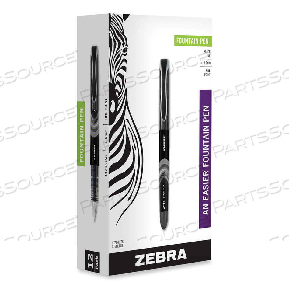 FOUNTAIN PEN, FINE 0.6 MM, BLACK INK, BLACK by Zebra Pen Corporation