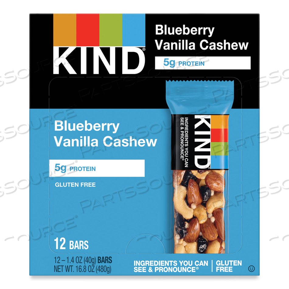 FRUIT AND NUT BARS, BLUEBERRY VANILLA AND CASHEW, 1.4 OZ BAR by Kind