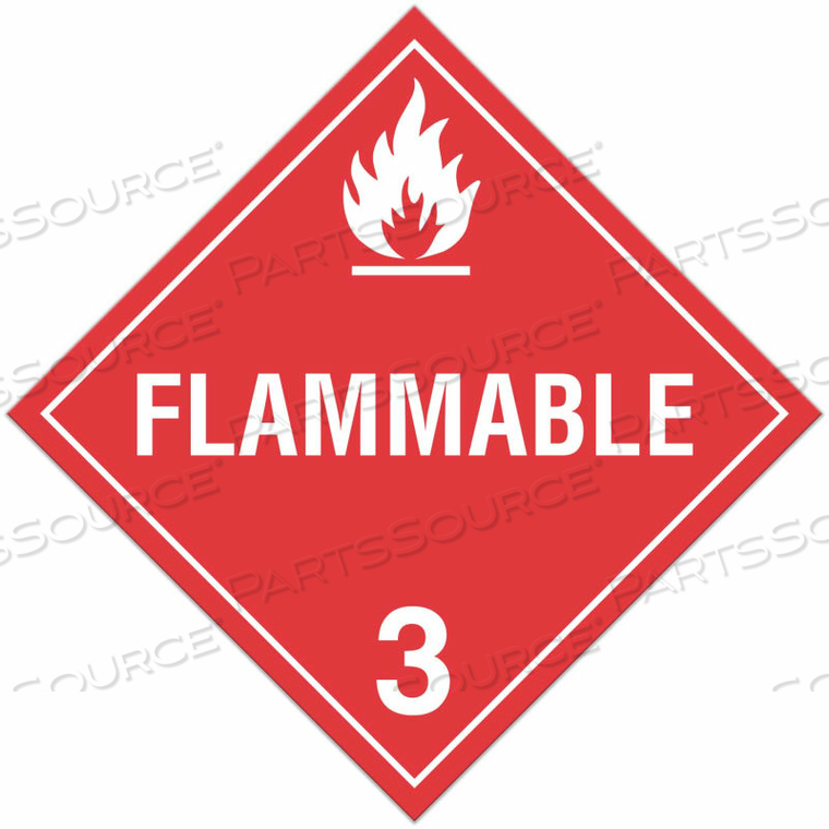 CLASS 3 FLAMMABLE LIQUIDS RIGID PLASTIC PLACARD by Incom Manufacturing CLASS 3 FLAMMABLE LIQUIDS RIGID PLASTIC PLACARD by Incom Manufacturing