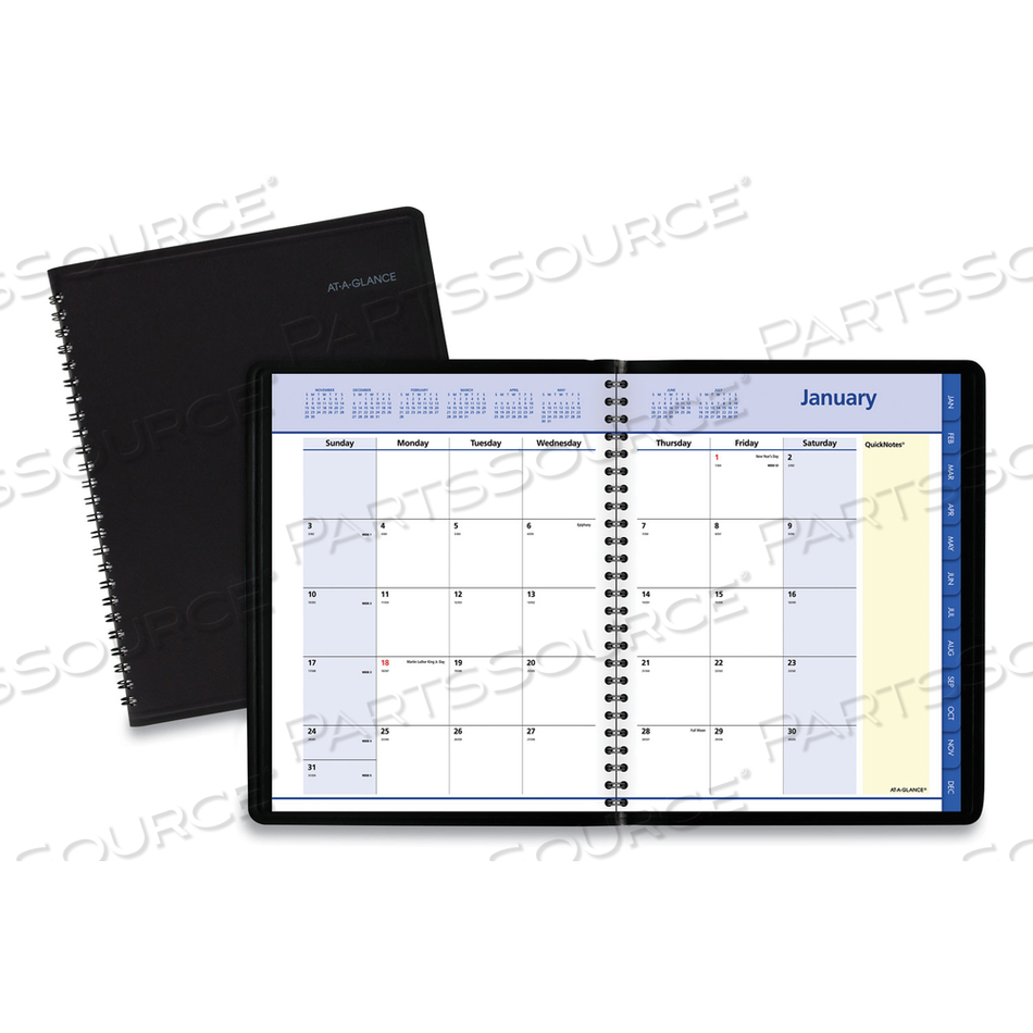 QUICKNOTES MONTHLY PLANNER, 8.75 X 7, BLACK COVER, 12-MONTH (JAN TO DEC): 2023 by At-A-Glance