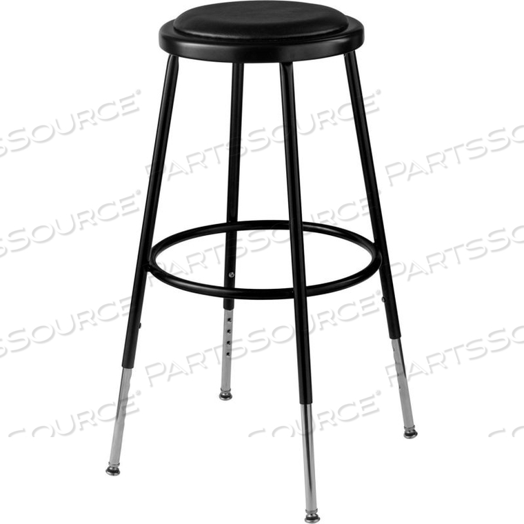INTERION STEEL SHOP STOOL WITH PADDED SEAT - ADJUSTABLE HEIGHT 25"-33" - BLACK - PACK OF 2 by National Public Seating