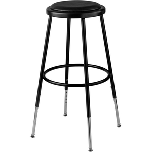 INTERION STEEL SHOP STOOL WITH PADDED SEAT - ADJUSTABLE HEIGHT 25"-33" - BLACK - PACK OF 2 by National Public Seating