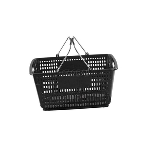 BLACK PLASTIC SHOPPING BASKET 30 LITER WITH BLACK PLASTIC GRIPS WIRE HANDLE by Versacart Systems, Inc.