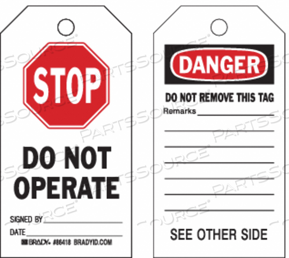 DANGER TAG 5-3/4 X 3 IN HD POLYEST PK10 by Brady Americas