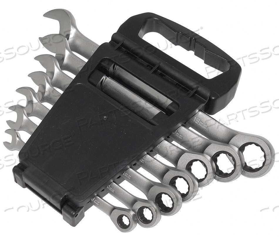 COMBINATION WRENCH SET, ALLOY STEEL, SATIN, NUMBER OF TOOLS 7, RANGE OF HEAD SIZES 8 MM TO 18 MM, HEAD OFFSET ANGLE 0 DEGREES , STANDARD, ST by Westward COMBINATION WRENCH SET, ALLOY STEEL, SATIN, NUMBER OF TOOLS 7, RANGE OF HEAD SIZES 8 MM TO 18 MM, HEAD OFFSET ANGLE 0 DEGREES , STANDARD, ST by Westward
