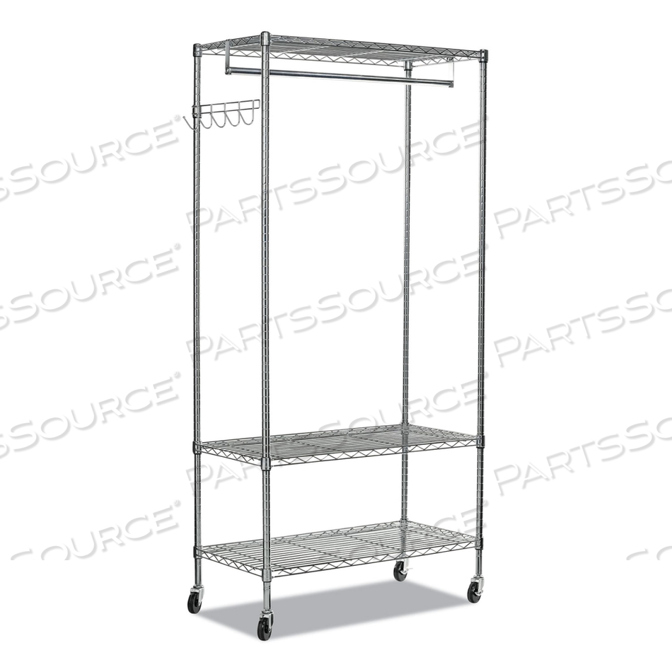WIRE SHELVING GARMENT RACK, 40 GARMENTS, 48W X 18D X 75H, SILVER by Alera WIRE SHELVING GARMENT RACK, 40 GARMENTS, 48W X 18D X 75H, SILVER by Alera