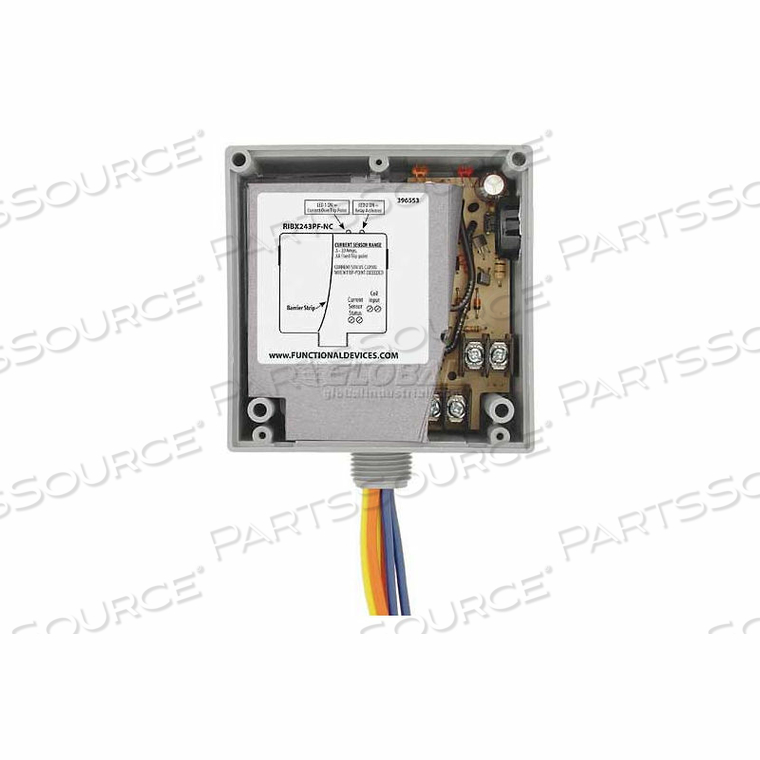 ENCLOSED INTERNAL AC SENSOR W/RELAY, FIXED, 20A, 3PST-NC, 24VAC/DC by RIB