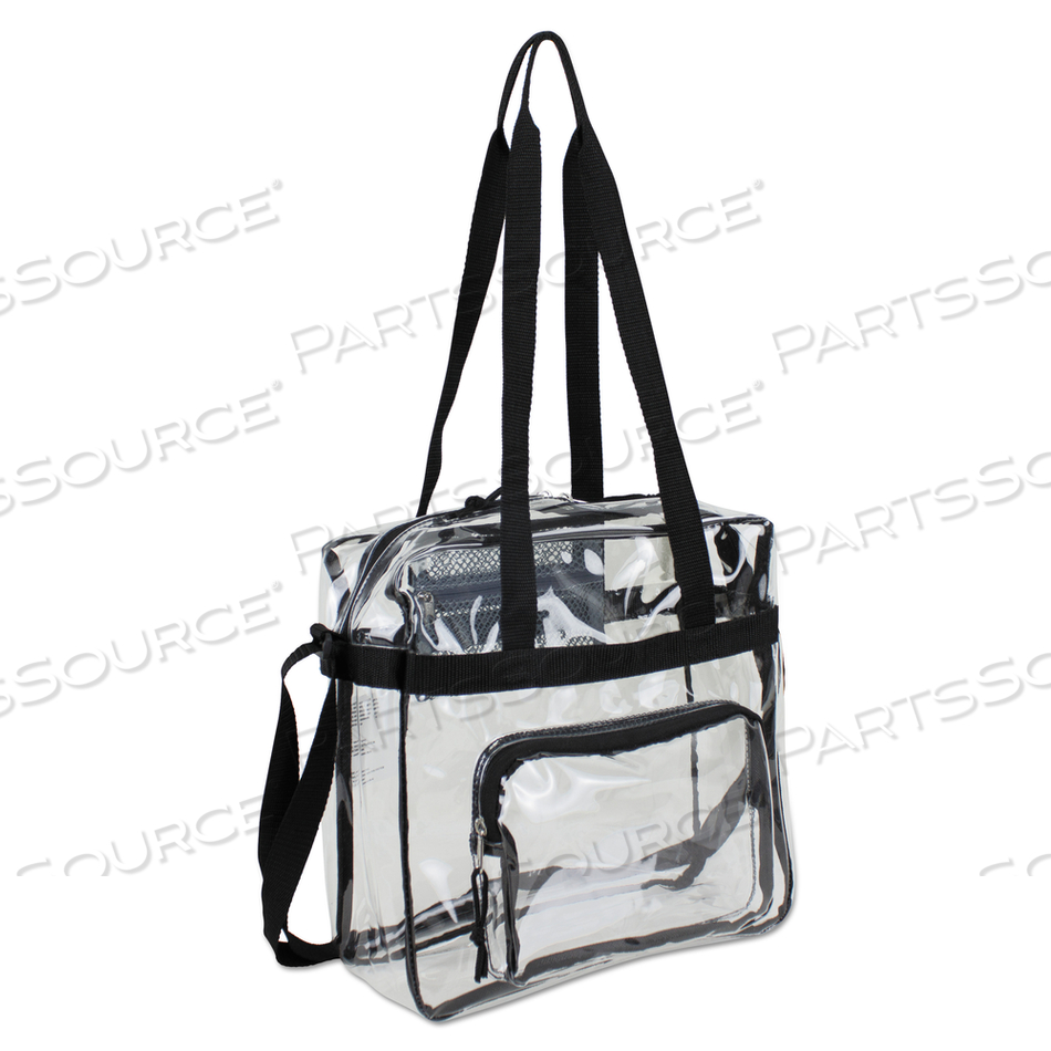 CLEAR STADIUM APPROVED TOTE, PVC, 12 X 5 X 12, BLACK/CLEAR 