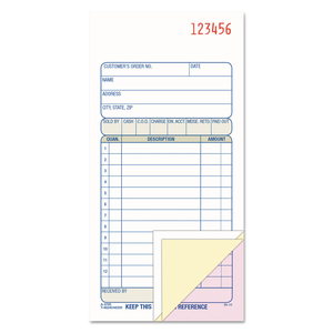 3-PART SALES BOOK, THREE-PART CARBONLESS, 3.25 X 7.13, 50 FORMS TOTAL by Adams 3-PART SALES BOOK, THREE-PART CARBONLESS, 3.25 X 7.13, 50 FORMS TOTAL by Adams
