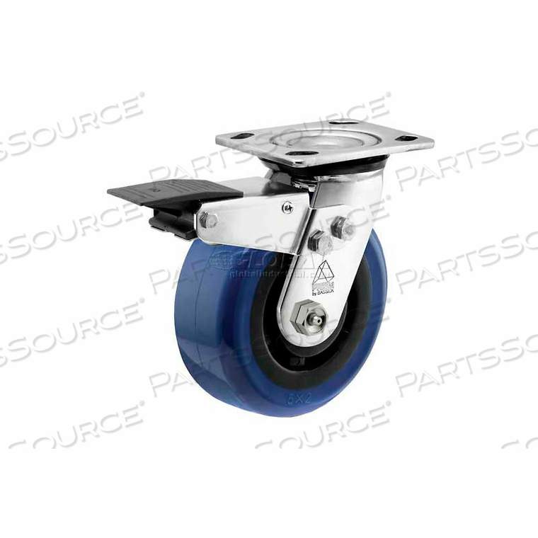 PRISM STAINLESS STEEL TOTAL LOCK SWIVEL CASTER - EAGLE URETHANE - 6" DIA. by Bassick PRISM STAINLESS STEEL TOTAL LOCK SWIVEL CASTER - EAGLE URETHANE - 6" DIA. by Bassick