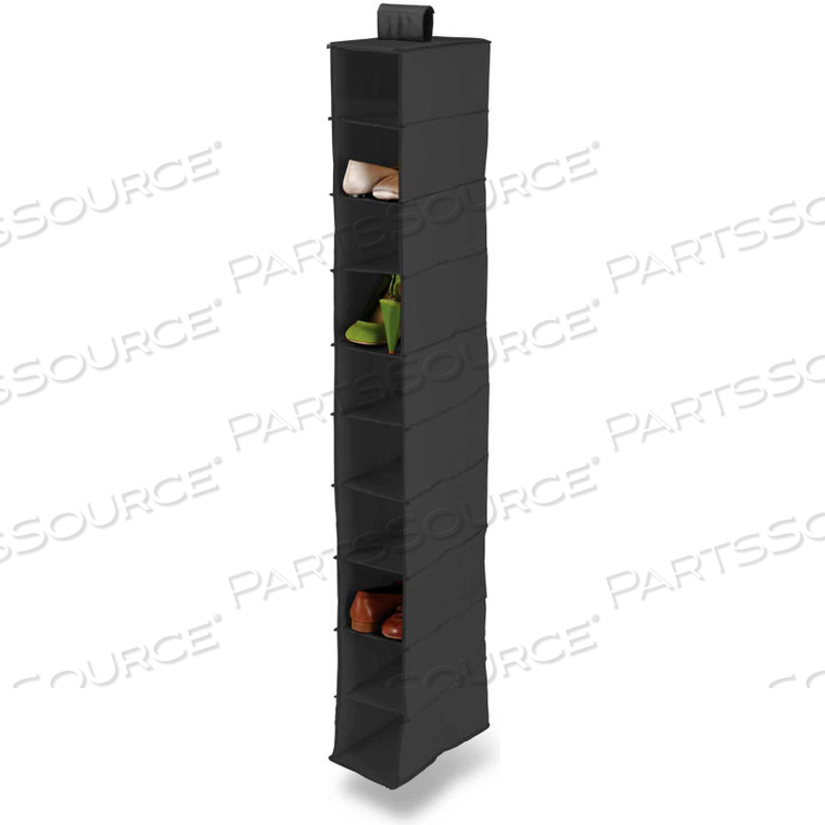 10-PAIR BLACK POLYESTER HANGING SHOE ORGANIZER 