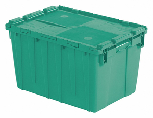 E3369 ATTACHED LID CONTAINER GREEN 21-7/8 IN L by Lewisbins