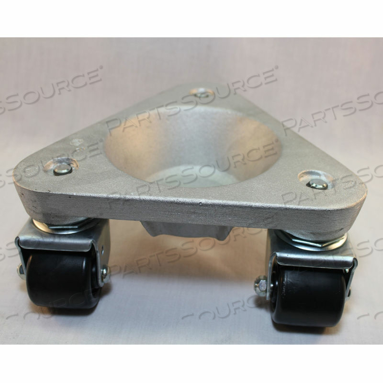 CAST ALUMINUM TRIANGULAR CUP DOLLY 2127 - HIGH-DENSITY PLASTIC WHEELS - 600 LB. CAPACITY by Bond Casters & Wheels