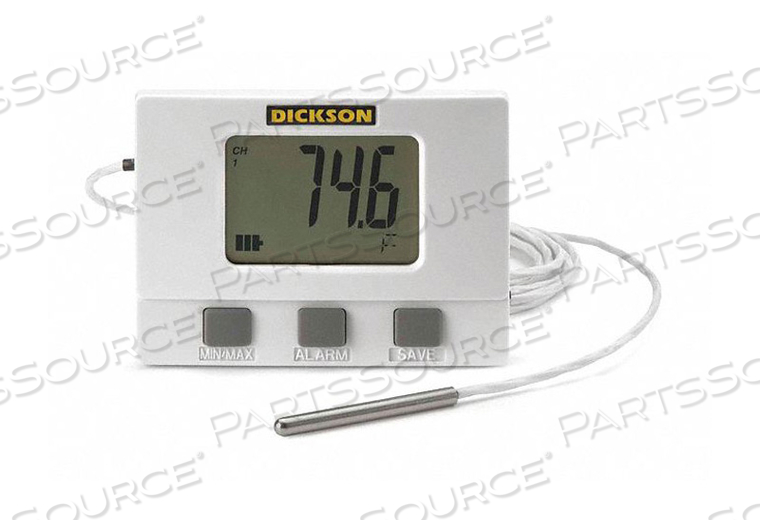 TEMPERATURE AND HUMIDITY DATA LOGGER WITH DISPLAY, ALARM, USB PORT AND RTD PROBE.  CAN USE OPTIONAL SD FLASH MEMORY CARD. DISCONTINUED, REPLACED WITH DSBXXX by Dickson