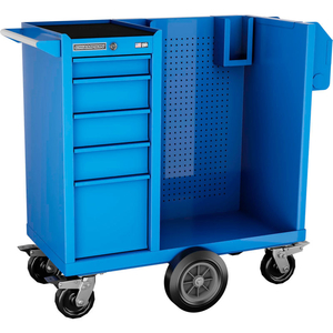 CHAMPION FM PRO SERIES STEEL INDUSTRIAL MOBILE SANITIZATION CART 41"W X 20"D X 43"H BLUE by Independent Design Inc