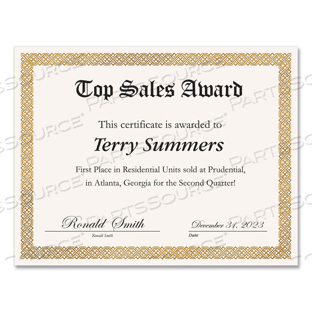 FOIL BORDER CERTIFICATES, 8.5 X 11, IVORY/GOLD WITH GOLD BRAIDED BORDER by Great Papers FOIL BORDER CERTIFICATES, 8.5 X 11, IVORY/GOLD WITH GOLD BRAIDED BORDER by Great Papers