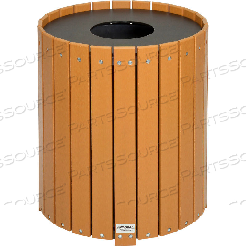 32 GALLON ROUND RECYCLED PLASTIC RECEPTACLE W/ LINER, CEDAR by Approved Vendor 32 GALLON ROUND RECYCLED PLASTIC RECEPTACLE W/ LINER, CEDAR by Approved Vendor