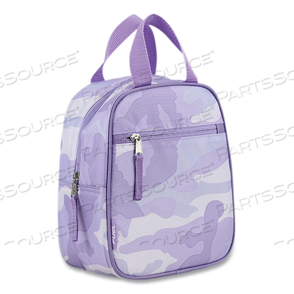 LUNCH BAG, POLYESTER, 7.5 X 4.25 X 9, LAVENDER CAMO 