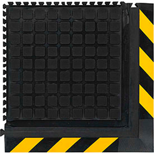 HOG HEAVEN III COMFORT MODULAR CORNER TILE 3/4" THICK 1.5' BLACK/YELLOW CHEVRON BORDER by Andersen Company