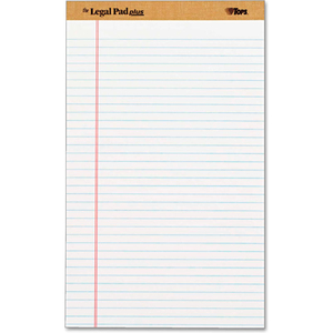 THE LEGAL PAD PLUS PERFORATED PADS, 8-1/2" X 14", WHITE, 70 SHEETS/PAD, 12/PACK by Tops