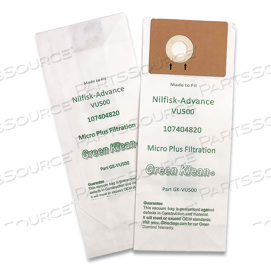 REPLACEMENT VACUUM BAGS, FITS ADVANCE VU500 by Green Klean