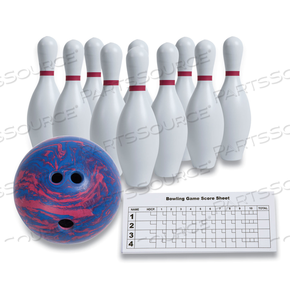 BOWLING SET, PLASTIC/RUBBER, WHITE, 1 BALL/10 PINS/SET by Champion Sports