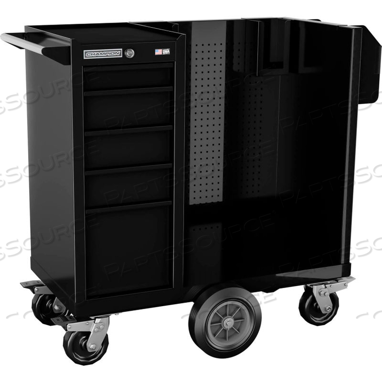CHAMPION FM PRO SERIES STEEL INDUSTRIAL MOBILE SANITIZATION CART 41"W X 20"D X 43"H BLACK by Independent Design Inc