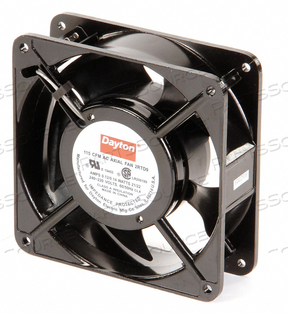 STANDARD SQUARE AXIAL FAN, FAN SHAPE SQUARE, MOUNTING EYE O.C. 4 1/8 IN, HEIGHT 4 11/16 IN, DEPTH 1 1/2 IN, WIDTH 4 11/16 IN, CFM @ 0.000-IN by DAYTON ELECTRIC MANUFACTURING CO