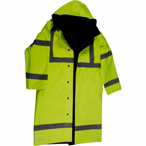 48" WATERPROOF REVERSIBLE RAINCOAT, ANSI CLASS 3, 300D OXFORD/PU COATING, LIME/BLACK, 4XL by Petra Roc Inc