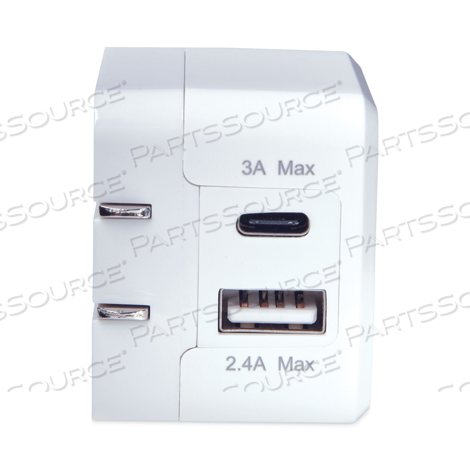 USB/TYPE C WALL CHARGER, WHITE 