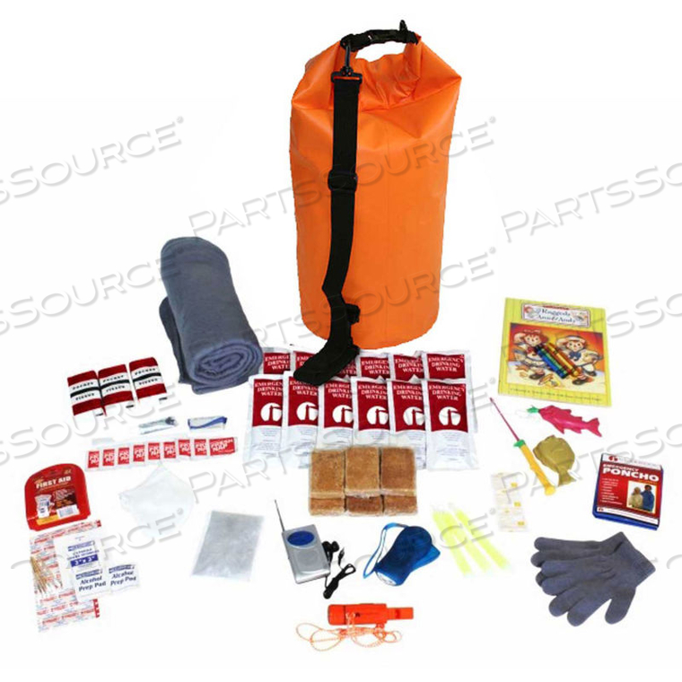 SKCK SURVIVAL KIT FOR CHILDREN IN WATERPROOF DRY BAG ORANGE 