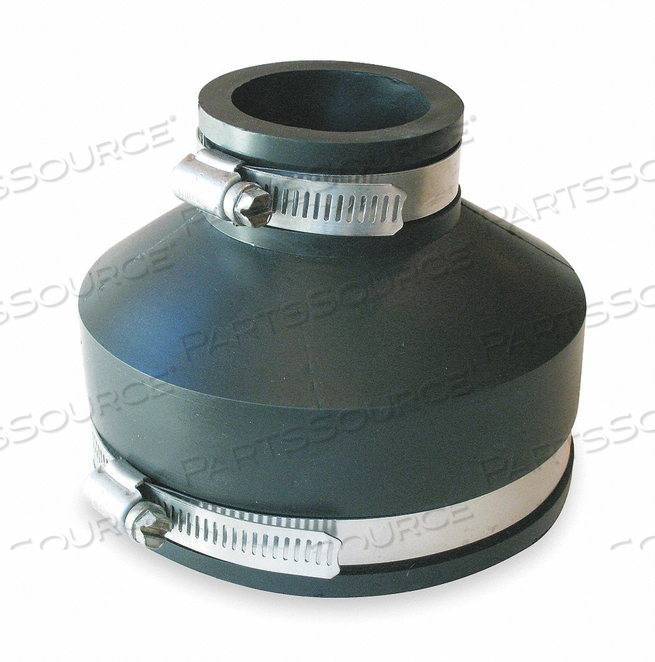 FLEXIBLE COUPLING, PVC, FOR 2 IN_5 IN PIPE, 4 IN OVERALL LG, 2 CLAMPS INCLUDED by Fernco