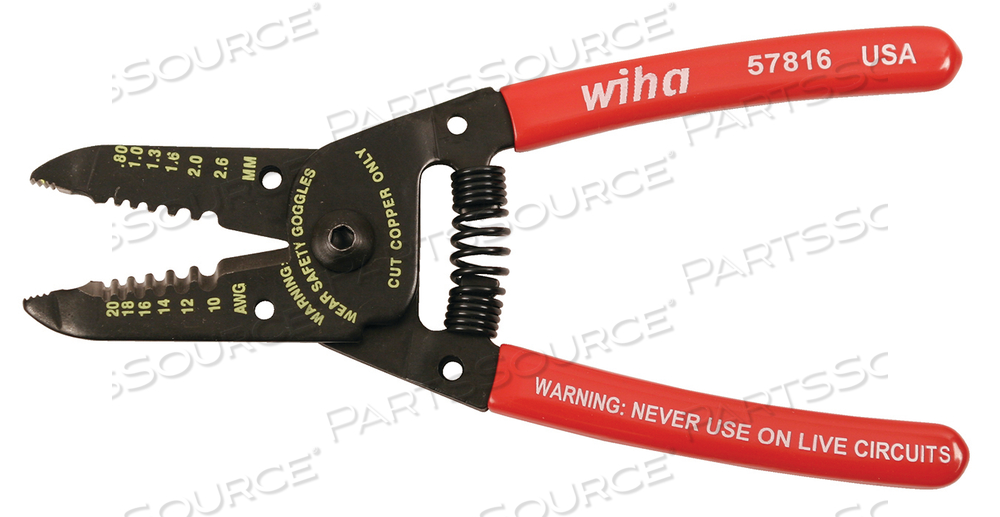 0.50 H X 4.25 W X 8.25IN L CLASSIC GRIP WIRE STRIPPERS/CUTTER WITH SPRING by Wiha Tools