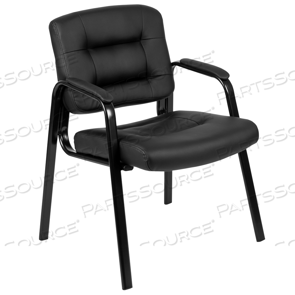 DARWIN FLASH FUNDAMENTALS BLACK LEATHERSOFT EXECUTIVE RECEPTION CHAIR WITH BLACK METAL FRAME by Flash Furniture DARWIN FLASH FUNDAMENTALS BLACK LEATHERSOFT EXECUTIVE RECEPTION CHAIR WITH BLACK METAL FRAME by Flash Furniture