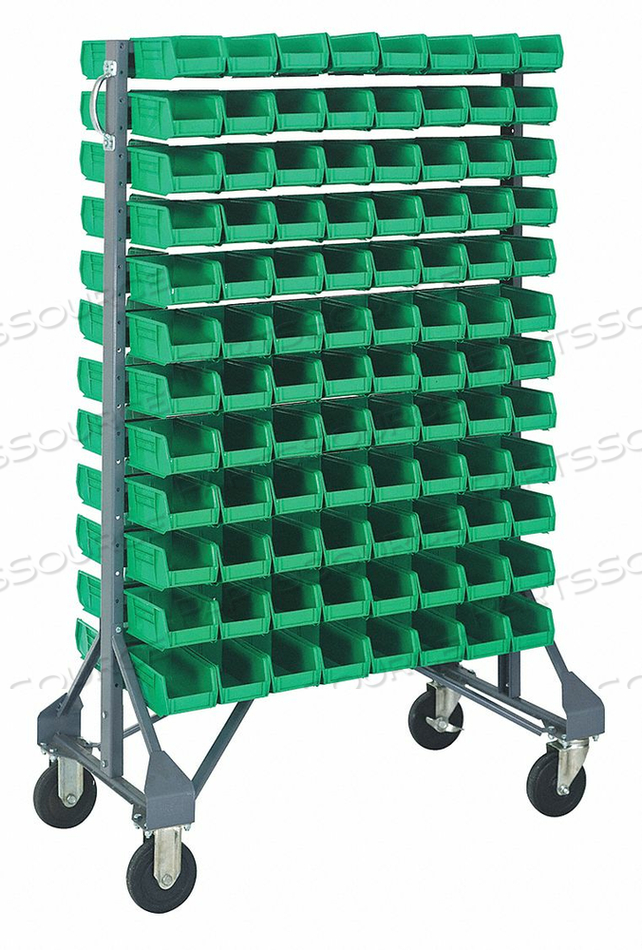 MOBILE BIN RAIL FLOOR RACK 192 BINS GRN by Quantum Storage Systems MOBILE BIN RAIL FLOOR RACK 192 BINS GRN by Quantum Storage Systems