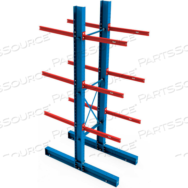 DOUBLE SIDED I-BEAM CANTILEVER RACK STARTER, 144" UPRIGHT & 48" BRACE KIT by Steel King