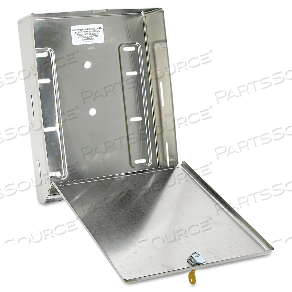 SURFACE-MOUNTED PAPER TOWEL DISPENSER, 10.75 X 4 X 14, STAINLESS STEEL by Bobrick Washroom Equipment, Inc SURFACE-MOUNTED PAPER TOWEL DISPENSER, 10.75 X 4 X 14, STAINLESS STEEL by Bobrick Washroom Equipment, Inc