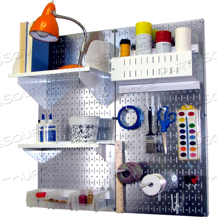 PEGBOARD HOBBY CRAFT ORGANIZER STORAGE KIT, GALVANIZED WHITE, 32" X 32" X 9" by Wall Control Pegboard