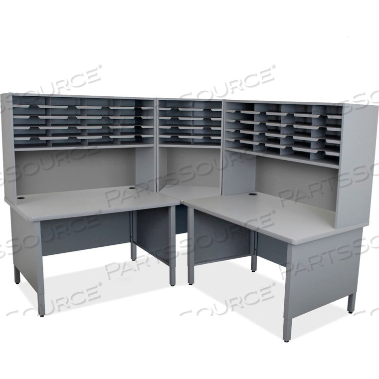 50 SLOT MAILROOM ORGANIZER, RISER, 68"H X 78"W, SLATE GRAY 