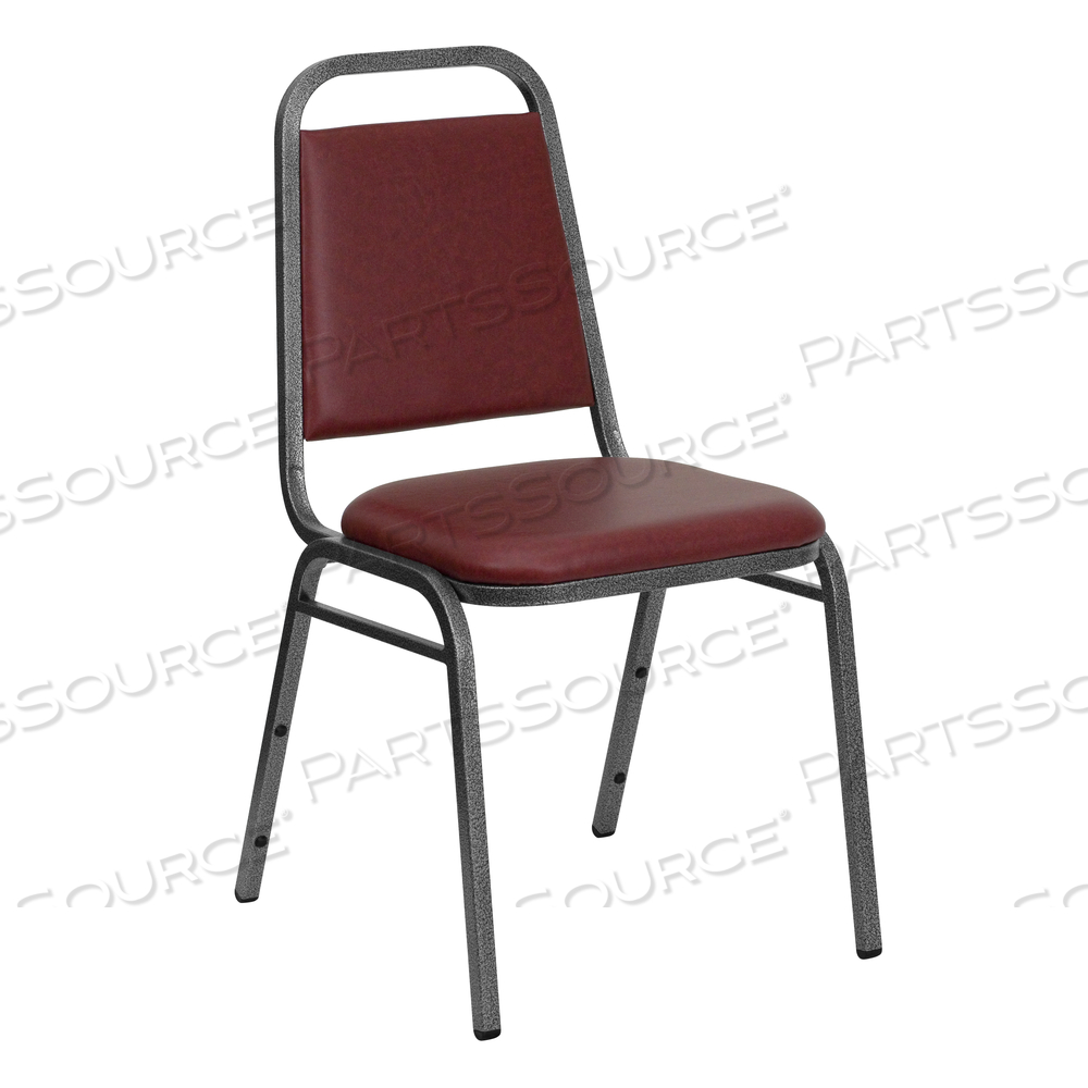 HERCULES SERIES TRAPEZOIDAL BACK STACKING BANQUET CHAIR IN BURGUNDY VINYL - SILVER VEIN FRAME by Flash Furniture HERCULES SERIES TRAPEZOIDAL BACK STACKING BANQUET CHAIR IN BURGUNDY VINYL - SILVER VEIN FRAME by Flash Furniture