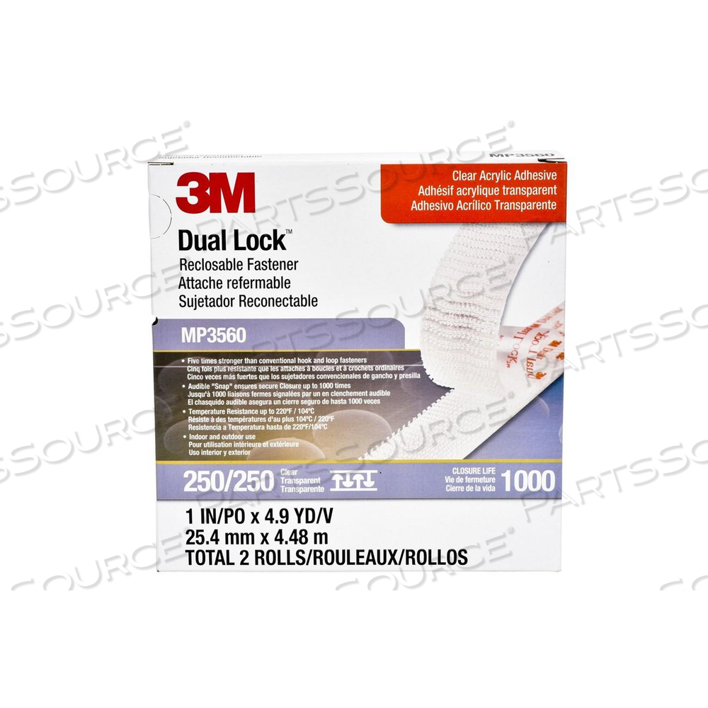 51131-06463 3M DUAL LOCK RECLOSABLE FASTENER,MP3560 250,CLEAR,1"X5YD,GAUGE 0.22" by 3M Consumer