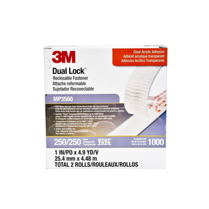 51131-06463 3M DUAL LOCK RECLOSABLE FASTENER,MP3560 250,CLEAR,1"X5YD,GAUGE 0.22" by 3M Consumer 51131-06463 3M DUAL LOCK RECLOSABLE FASTENER,MP3560 250,CLEAR,1"X5YD,GAUGE 0.22" by 3M Consumer