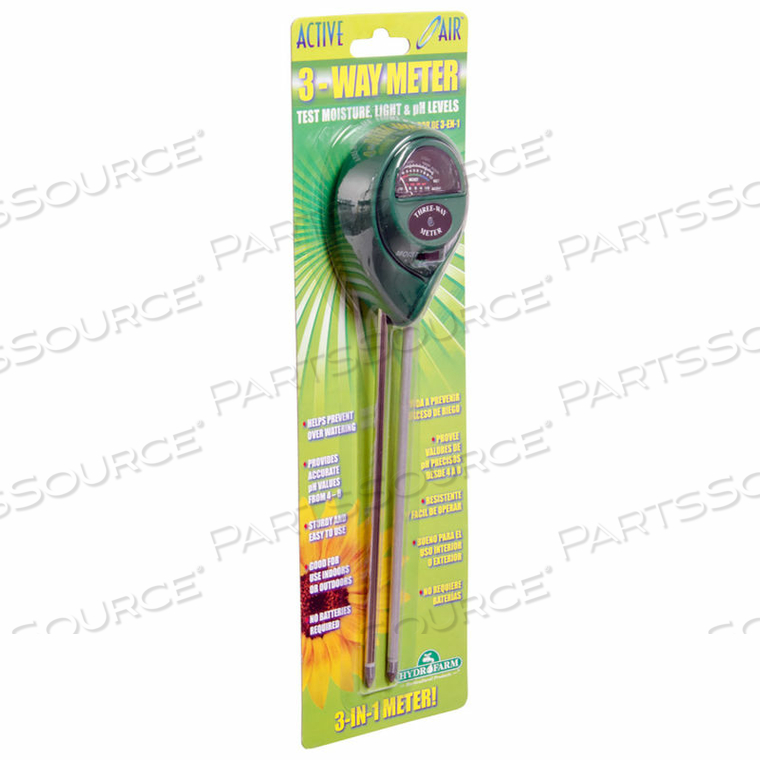 ACTIVE AIR 3-WAY METER TEST MOISTURE, LIGHT, AND PH LEVELS by Hydrofarm, Inc