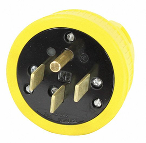 DUST TIGHT STRAIGHT BLADE PLUG, 14-50P, 50 A, 125/250V AC, YELLOW, 3 POLES by KH Industries