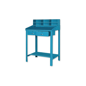 SHOP DESK, 2 DRAWERS & PIGEONHOLE 36"W X 30"D X 42"H SLOPED SURFACE - BLUE by Pucel Enterprises