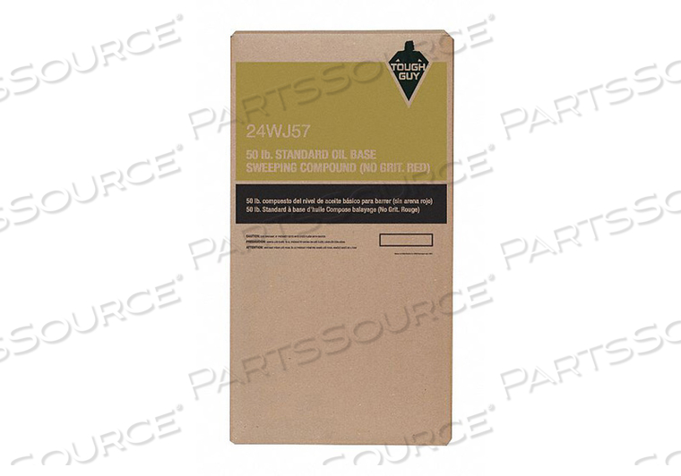 SWEEPING COMPOUND, BASE MATERIAL OIL, COLOR RED, CONTAINER SIZE 50 LB, CONTAINER TYPE BOX, CONTAINS GRIT NO, FOR FLOOR TYPE CONCRETE, WOOD,  by Tough Guy