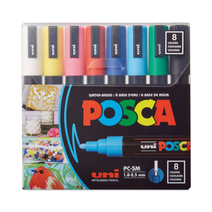 PERMANENT SPECIALTY MARKER, MEDIUM BULLET TIP, ASSORTED COLORS, 8/PACK by POSCA