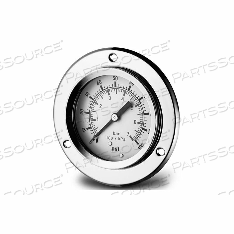 2 1/2 " FLUID GLYCERINE FILLED PRESSURE GAGE PANEL FLANGE 100 PSI by Dynamic Fluid Components, Inc
