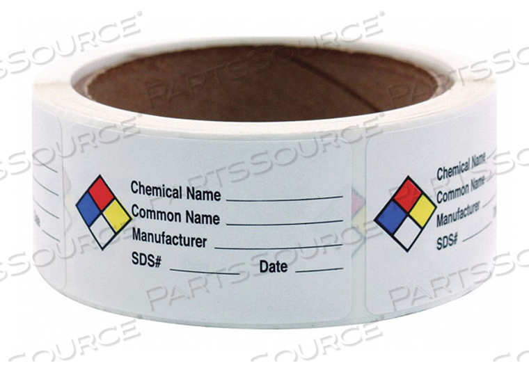 NFPA LABEL 1.5 X2.5 CHEMICAL NAME PK250 by Roll Products NFPA LABEL 1.5 X2.5 CHEMICAL NAME PK250 by Roll Products