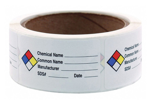 NFPA LABEL 1.5 X2.5 CHEMICAL NAME PK250 by Roll Products